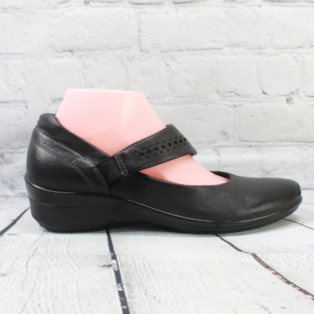 ECCO Mary Jane Comfort Shoes Wedge Heel Clog Sz 39